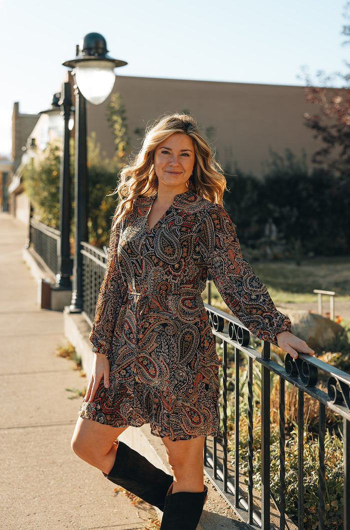 Papillon Paisley Long Sleeve dress