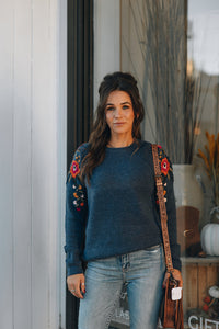 Charlie B - Soft Bloom Sweater - Floral Heather Denim