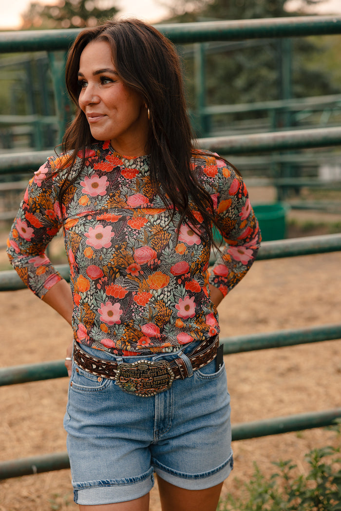 Punchy Petals Mesh Top