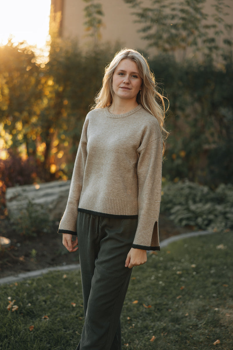 Angelina Cuff Slit Crew Neck