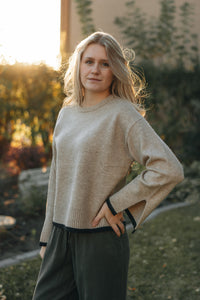 Angelina Cuff Slit Crew Neck