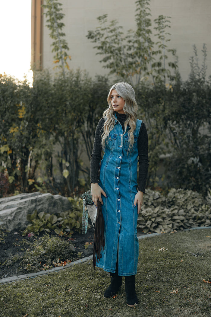 Julia Cardigan Dress - Medium Blue
