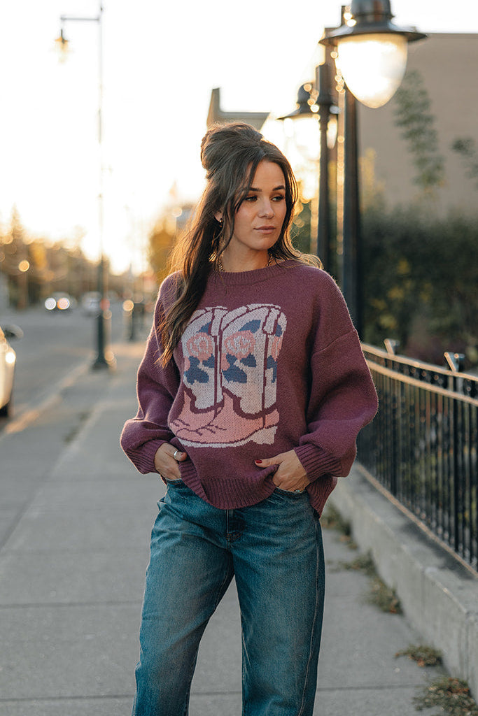 Girl Dangerous Cowboy Boots Sweater