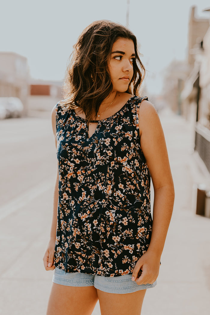 Blue Floral Tank