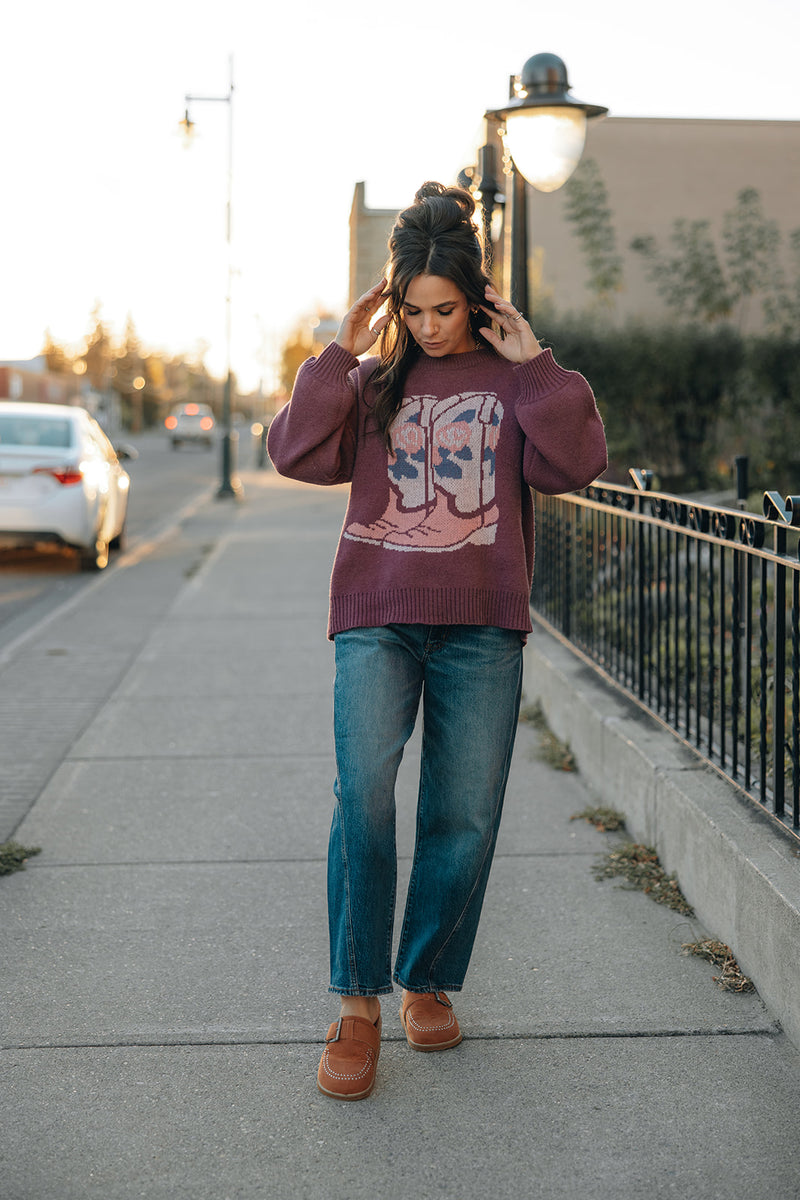 Girl Dangerous Cowboy Boots Sweater