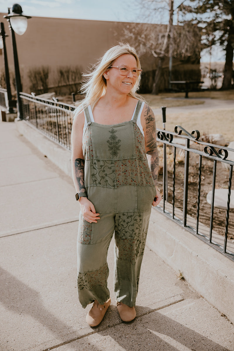 Papillon Embroidered Patchwork Overall