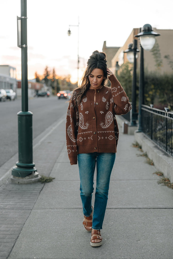 Paisley Print Cardigan