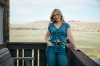 Abbigail Ruched Top - Denim Blue