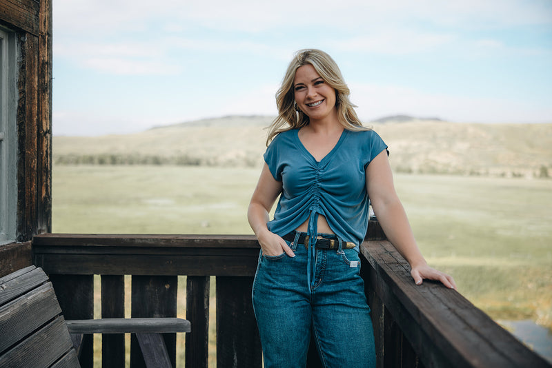 Abbigail Ruched Top - Denim Blue