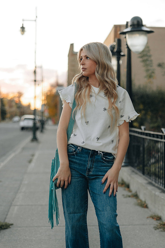 PRIV Elodie Ruffle Cuff Tee - Bows