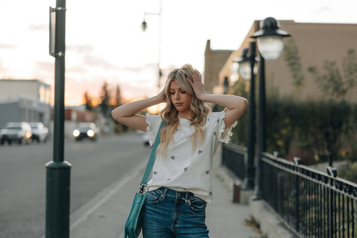 PRIV Elodie Ruffle Cuff Tee - Bows