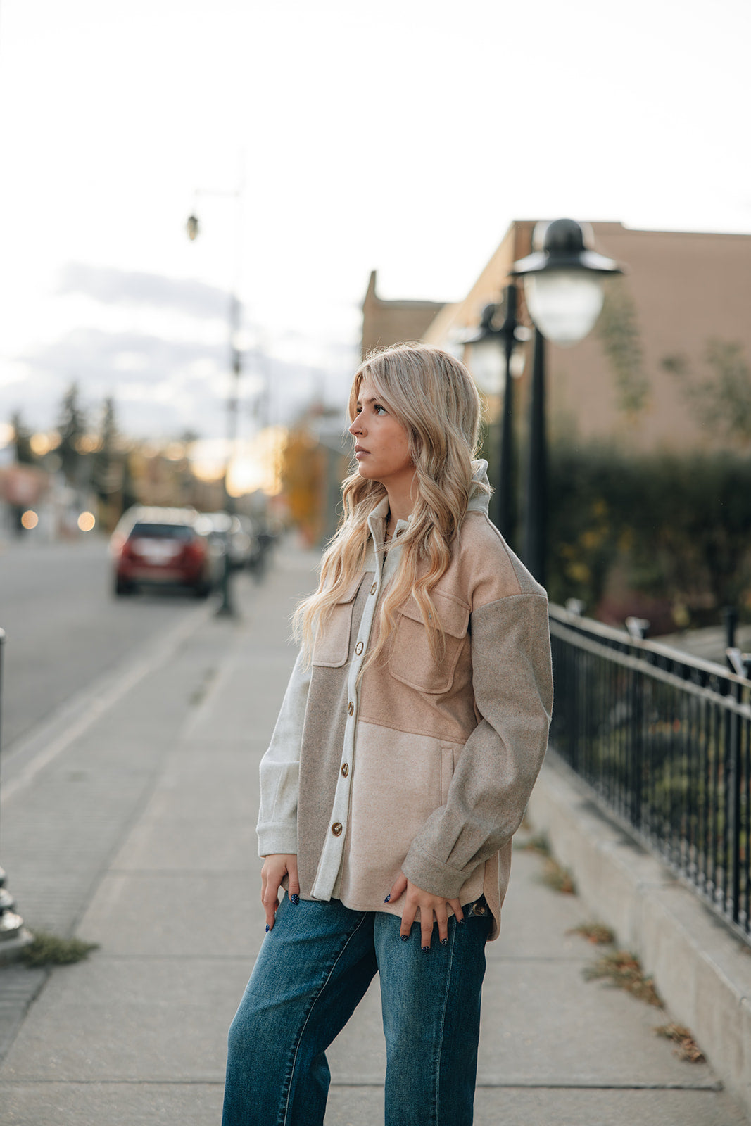 Mystree Color Blocked Shacket