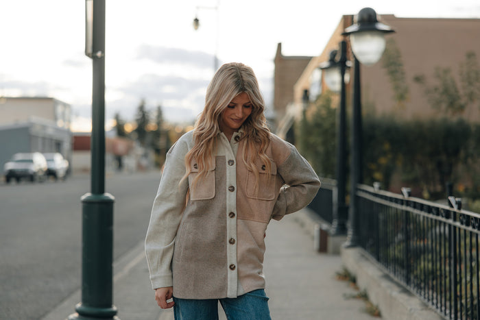 Mystree Color Blocked Shacket