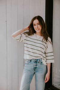 Gentle Fawn Kerrigan Knit Sweater-Matcha Stripe