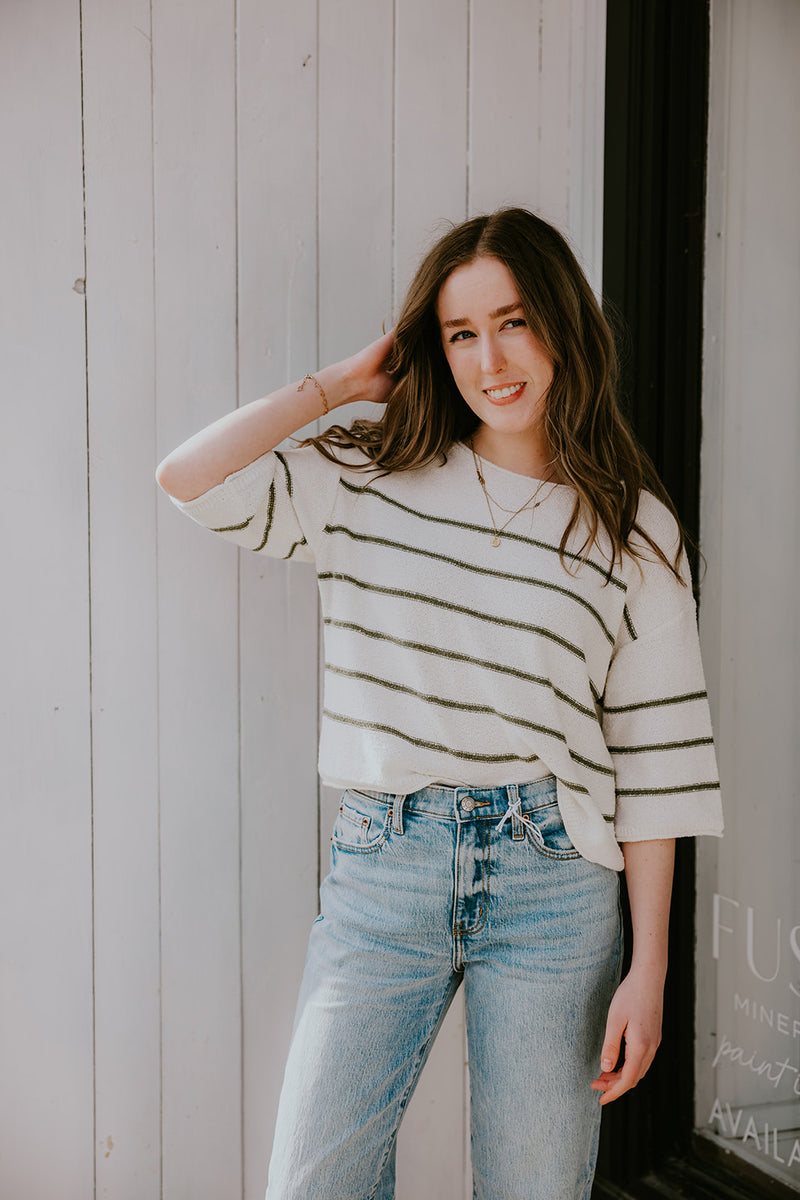 Gentle Fawn Kerrigan Knit Sweater-Matcha Stripe