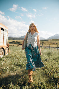 Embroidered and Beaded Tiered Skirt