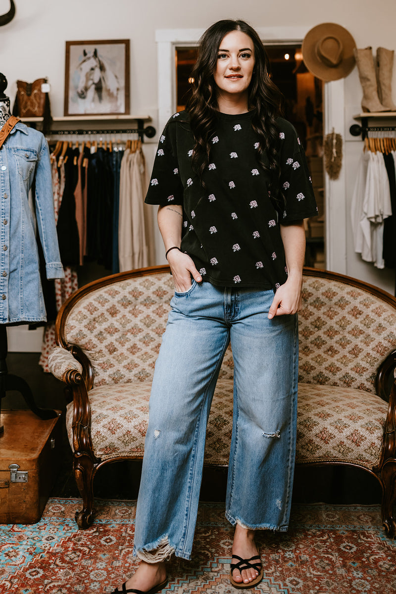 Brunette the Label All Over Flower Boxy Tee