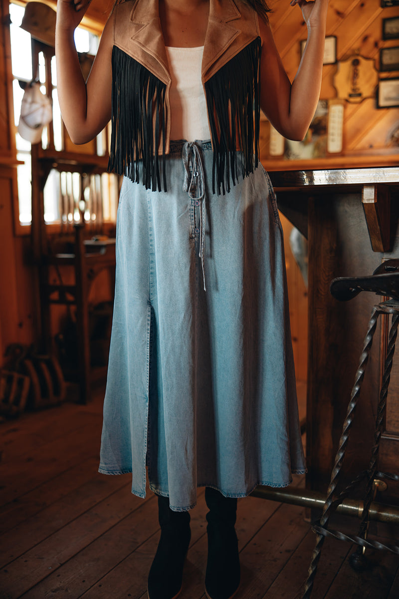 Denim Midi Skirt