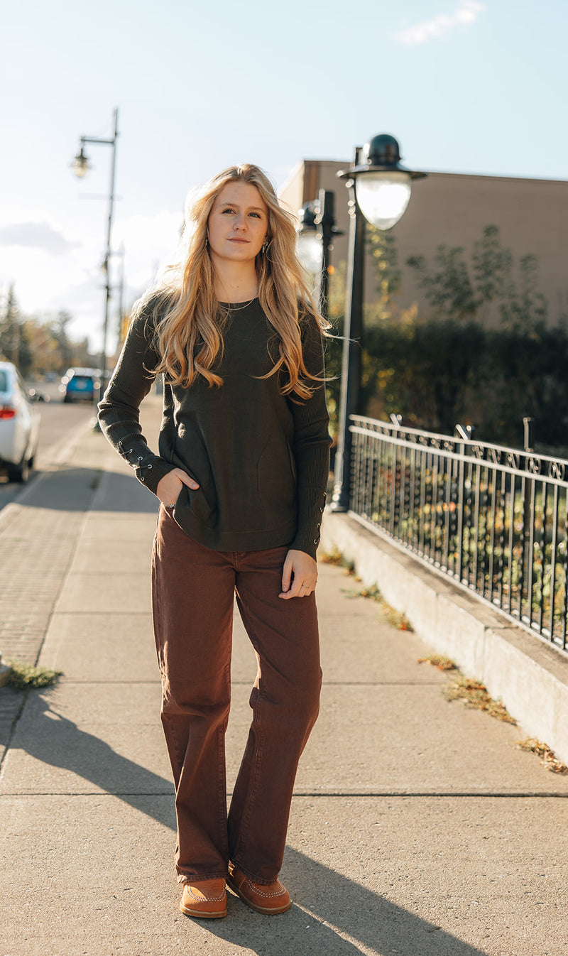 Long Sleeve Sweater- Green