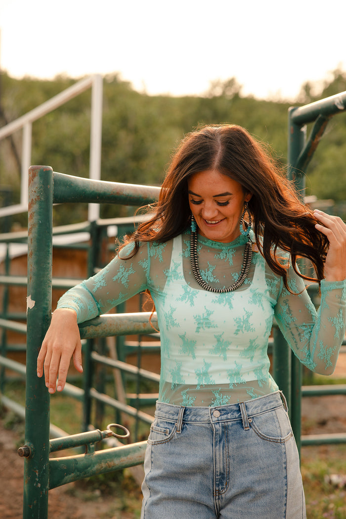 The Loretta Lace Top - Mint