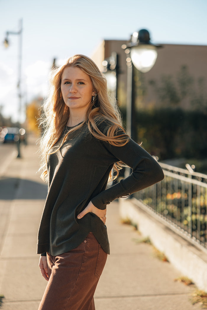 Long Sleeve Sweater- Green