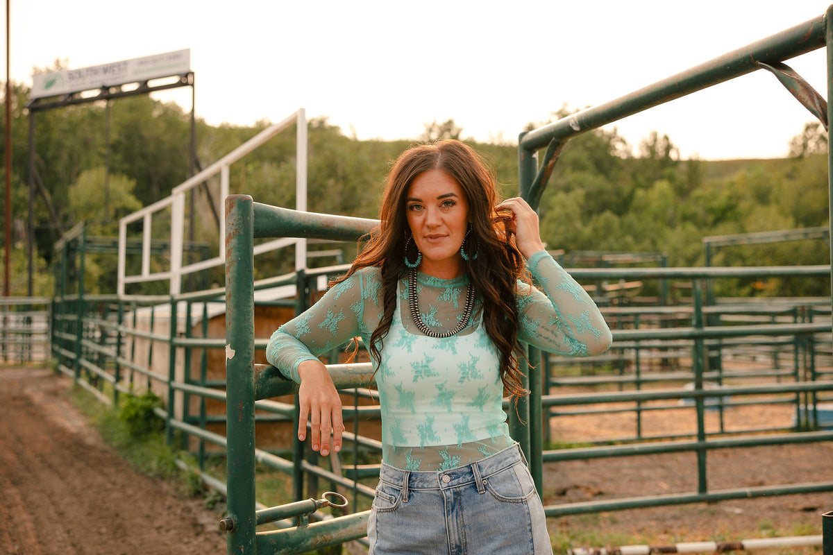 The Loretta Lace Top - Mint