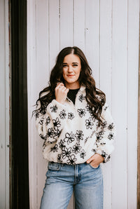 Brunette the Label 1/2 Zip Sherpa - Floral