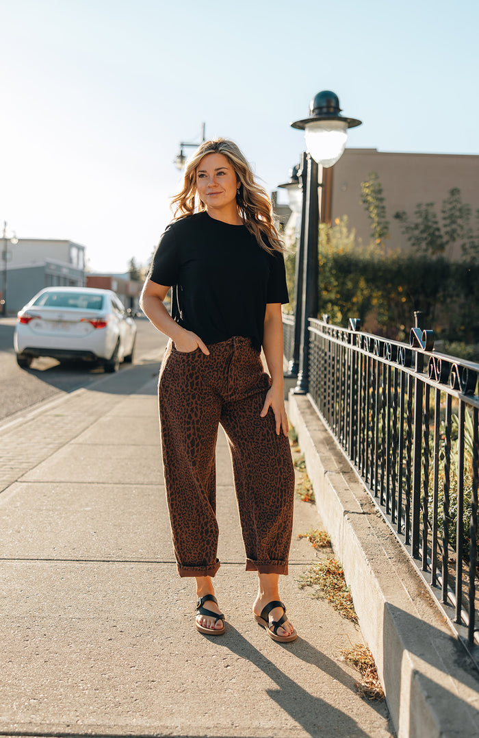 Rylee + Cru  Barrel Denim - Leopard