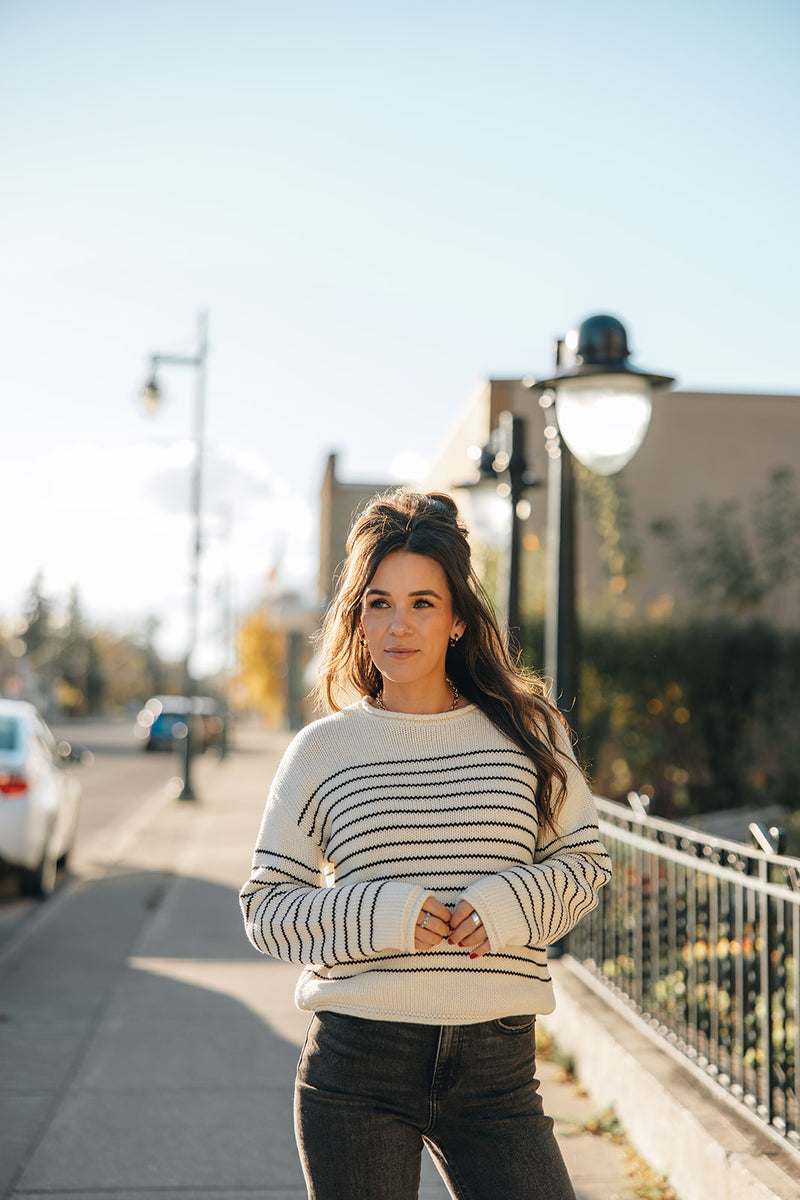 Rylee + Cru  Jacques Sweater - Black Stripe