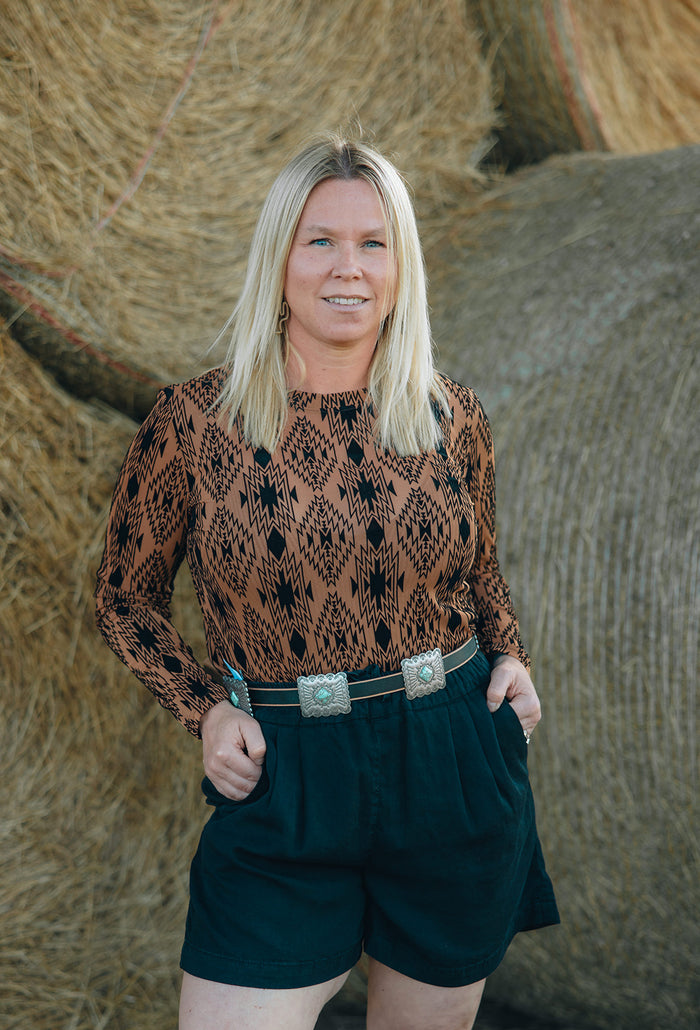 Aztec Velvet Mesh Top