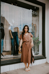 Orb Melanie Button Front Midi Dress