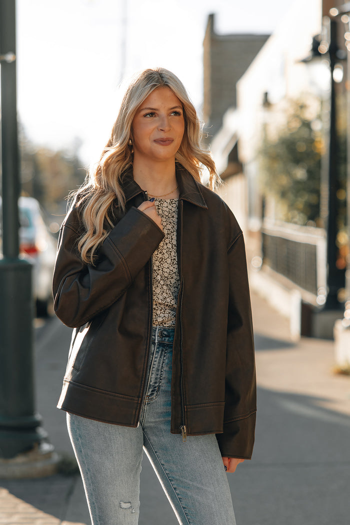 Gentle Fawn Audrey Vegan Leather Jacket (Chocolate)