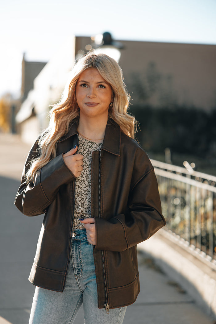 Gentle Fawn Audrey Vegan Leather Jacket (Chocolate)