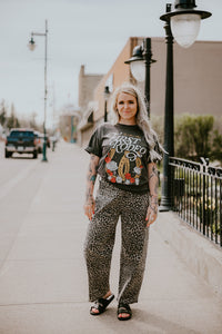 Leopard Print Barrel Pants