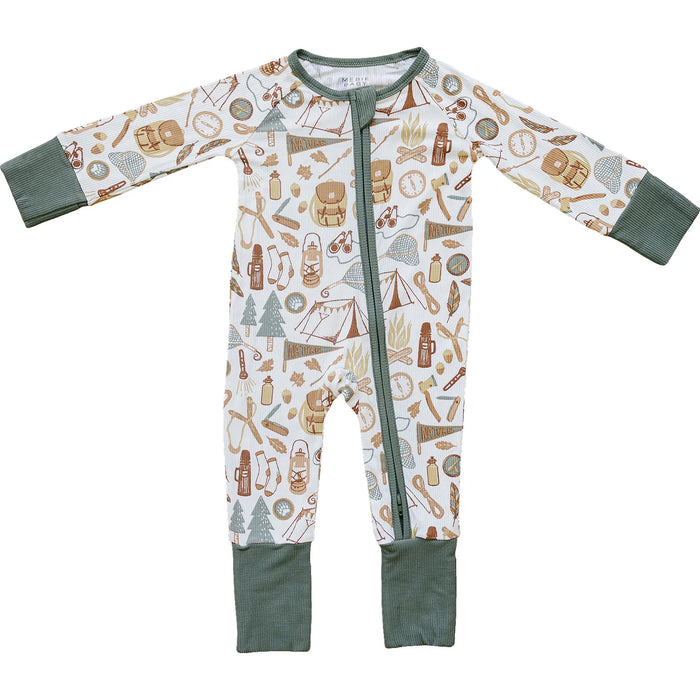 Mebie Baby Ribbed Bamboo Zipper - Camping Trip