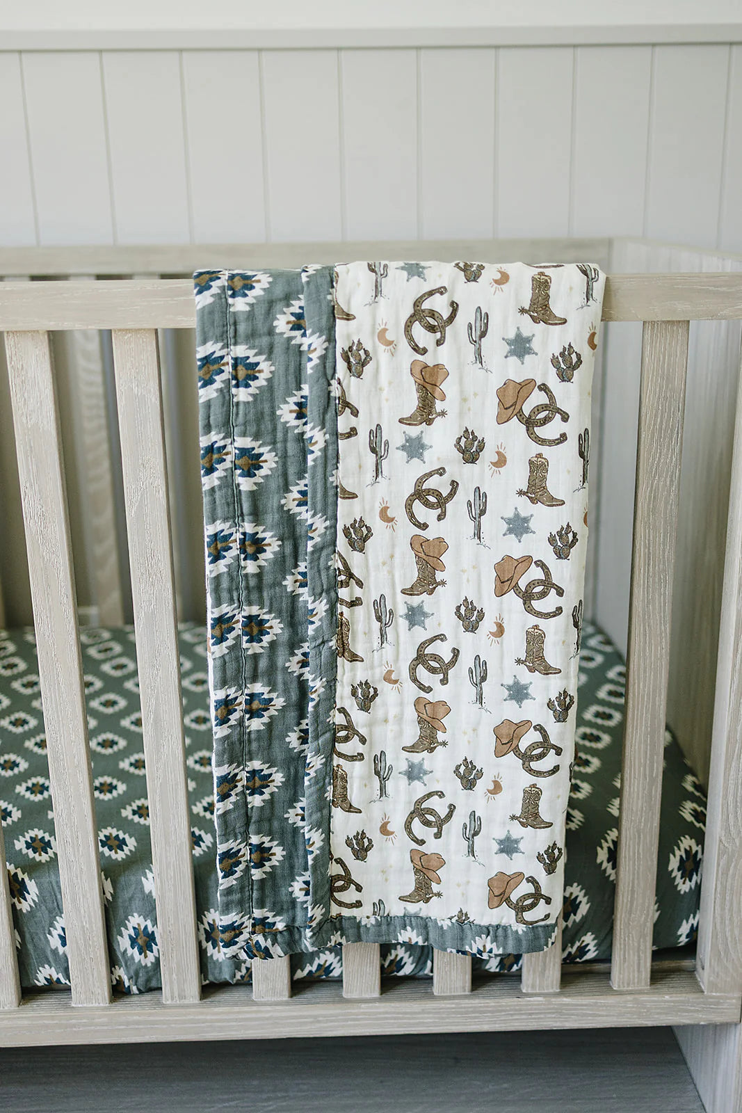 Mebie Baby Southwest Aztec + Outlaw Cowboy Muslin Quilt