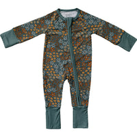 Mebie Baby Ribbed Bamboo Zipper  - Navy Floral
