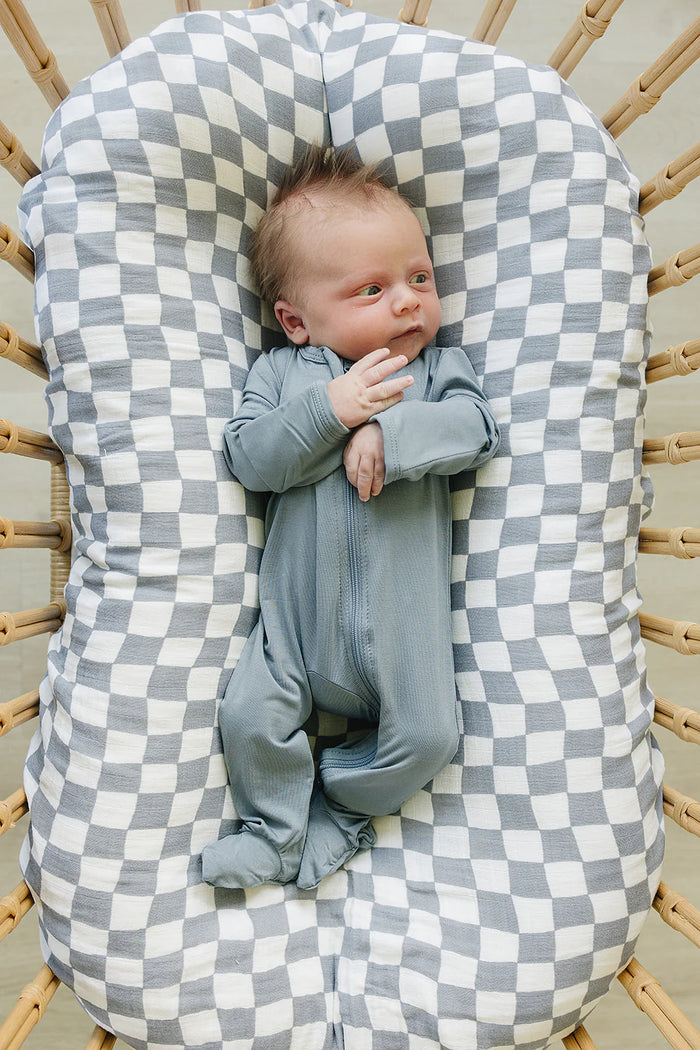 Mebie Baby Bamboo Footed Zipper - Dusty Blue