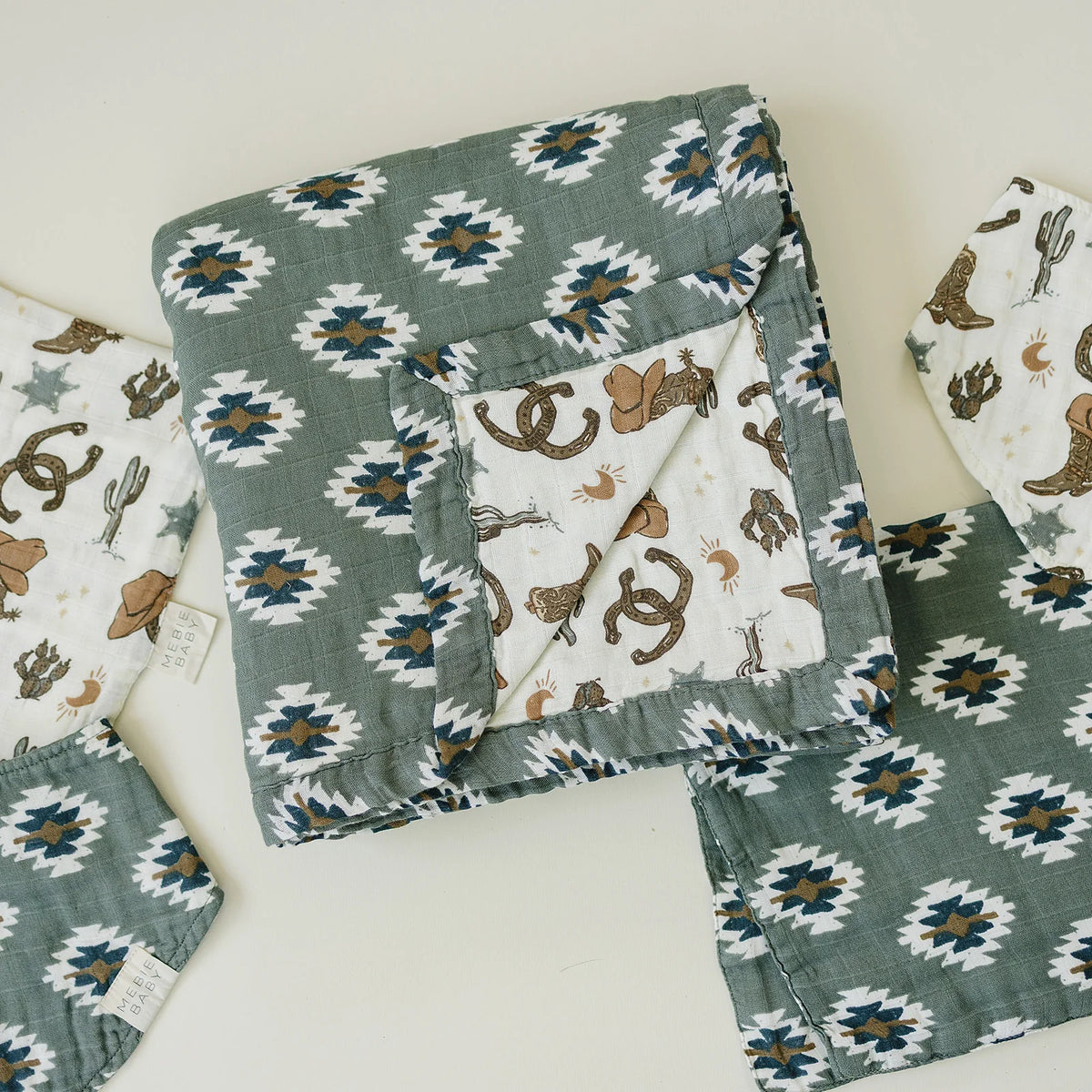 Mebie Baby Southwest Aztec + Outlaw Cowboy Muslin Quilt