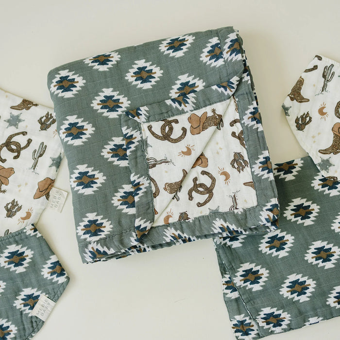 Mebie Baby Southwest Aztec + Outlaw Cowboy Muslin Quilt