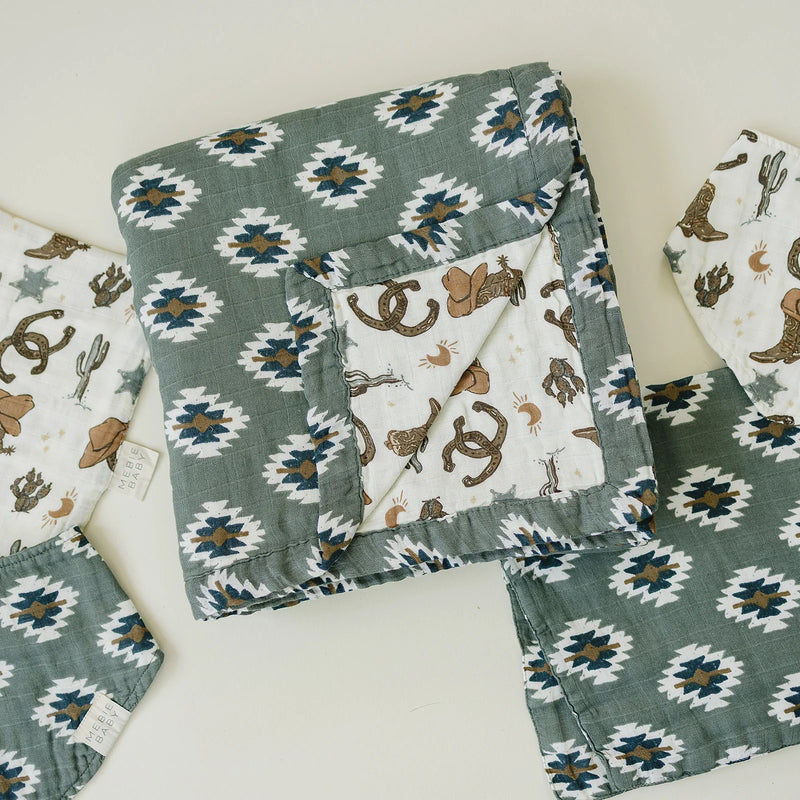 Mebie Baby Southwest Aztec + Outlaw Cowboy Muslin Quilt