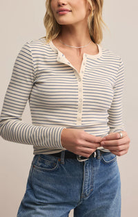 Z Supply Stella Striped Henley - Crystal