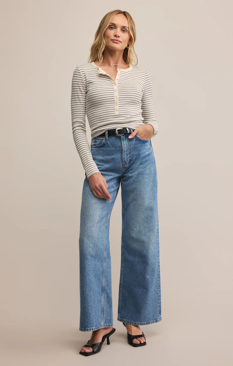 Z Supply Stella Striped Henley - Crystal