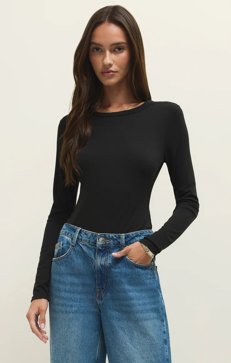 Z Supply Second Skin Long Tee - Black