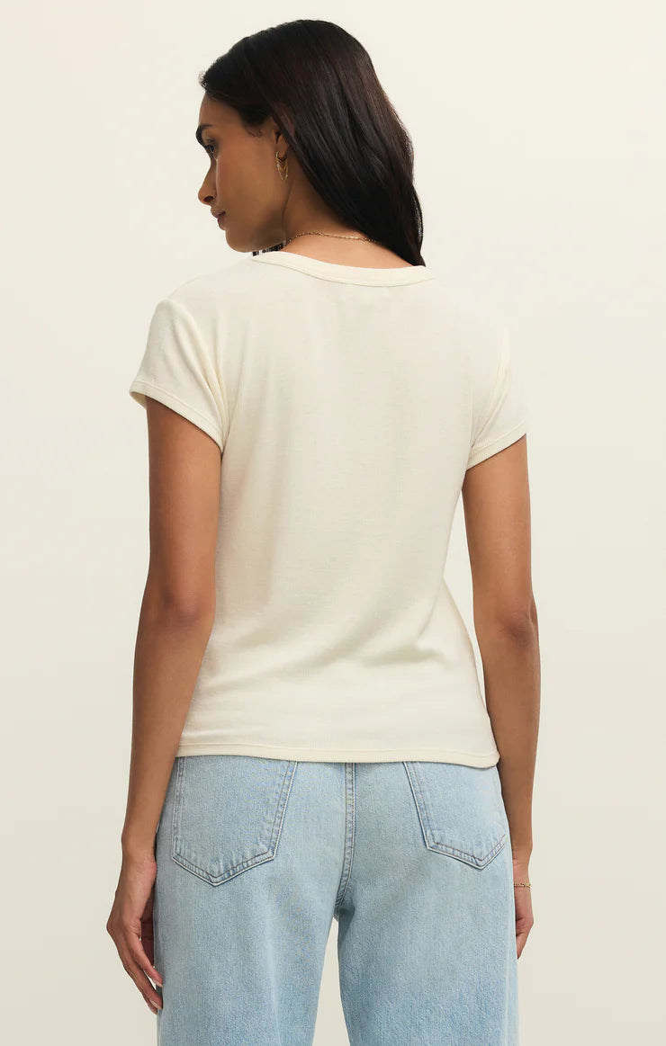 Z Supply Renae Ribbed Short Sleeve - Cloud