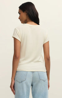 Z Supply Renae Ribbed Short Sleeve - Cloud