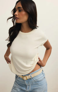 Z Supply Renae Ribbed Short Sleeve - Cloud