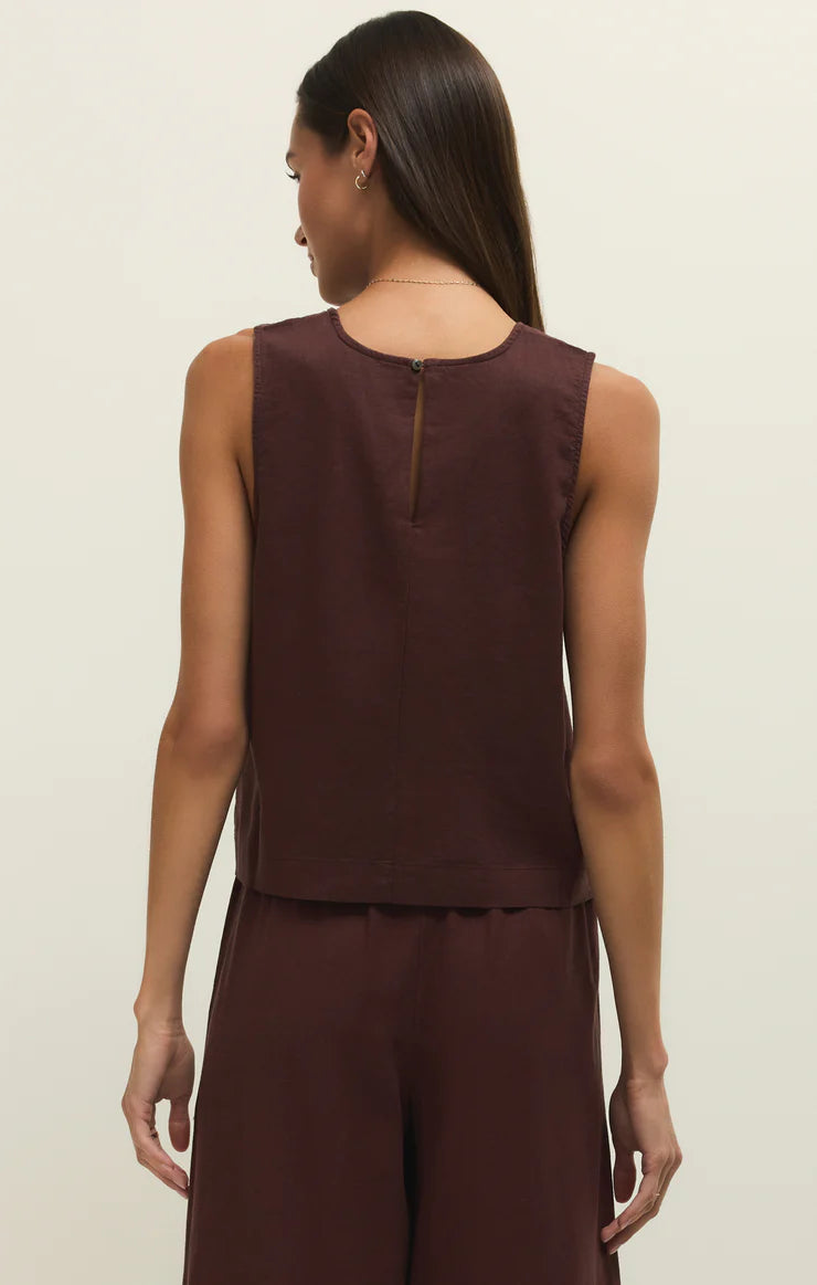 Z Supply Sloane Linen Tank - Chocolate