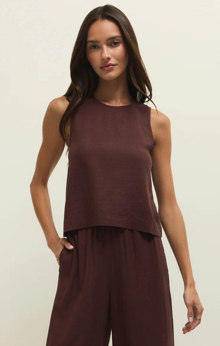 Z Supply Sloane Linen Tank - Chocolate