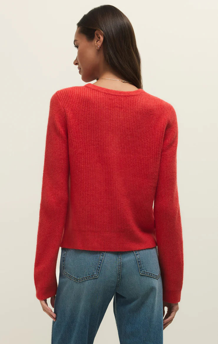 Z Supply The Medina  Ribbed Cardigan - Red